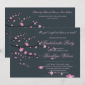 Dark Cherry Blossom Bachelorette Party Kaart (Voorkant / Achterkant)