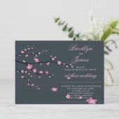 Dark Cherry Blossom Wedding Invites Kaart (Staand voorkant)