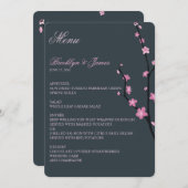 Dark Cherry Blossom Wedding Menu (Voorkant / Achterkant)