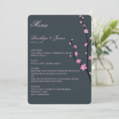 Dark Cherry Blossom Wedding Menu (Staand voorkant)