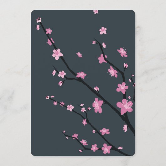 Dark Cherry Blossom Wedding Menu (Achterkant)