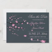Dark Cherry Blossom Wedding Save the Date Kaarten (Voorkant)