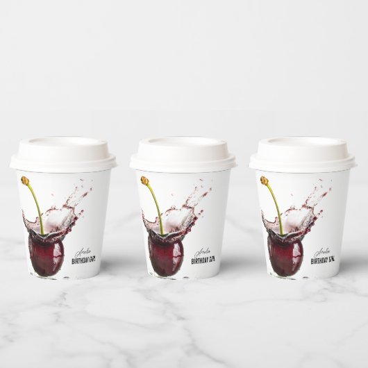 Dark Cherry gepersonaliseerd Papieren Bekers (Multi)