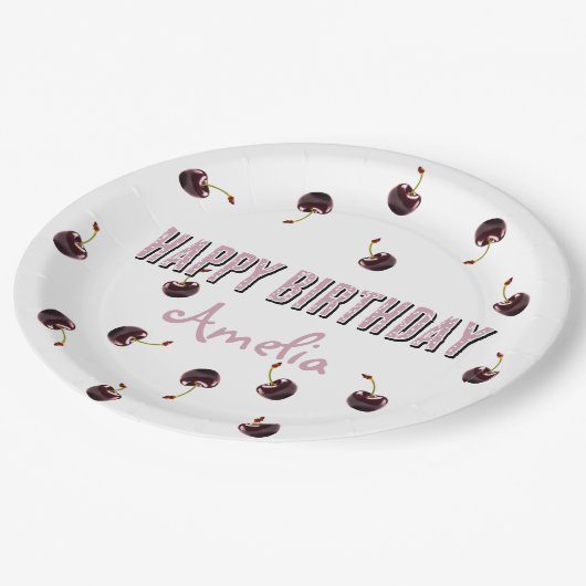 Dark Cherry Personalized Party Papieren Bordje (Gekanteld)