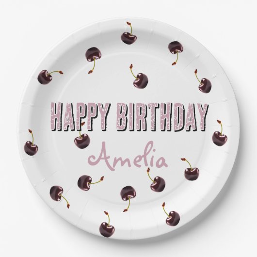 Dark Cherry Personalized Party Papieren Bordje (Voorkant)