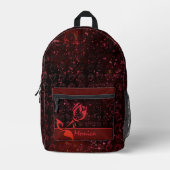 Dark Cherry Red Bedrukte Rugzak (Voorkant)