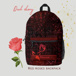 Dark Cherry Red Bedrukte Rugzak