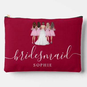 Dark Cherry Red Bridesmaid Modern Script Etui