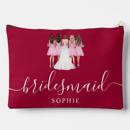 Dark Cherry Red Bridesmaid Modern Script Etui (Achterkant)