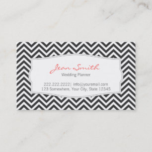 Dark Chevron Stripes Wedding Planner Visitekaartje
