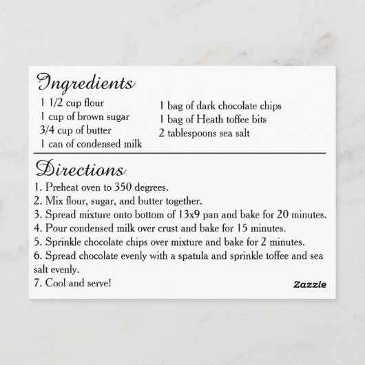 Dark Chocolate Toffee Bars Briefkaart (Achterkant)