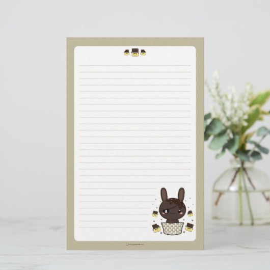 Dark Chocolate Truffle Bunny Briefpapier (Staand voorkant)