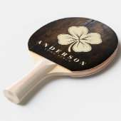 Dark Chopping Block Four Leaf Clover with Name Tafeltennisbatje (Voorkant Gekanteld)