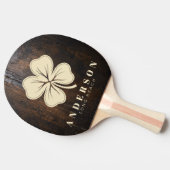 Dark Chopping Block Four Leaf Clover with Name Tafeltennisbatje (Zijkant)