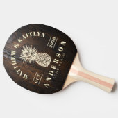 Dark Chopping Block Tropical Pineapple Wedding Tafeltennisbatje (Zijkant)