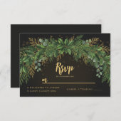 Dark Christmas Greenery Arch Wedding RSVP Card (Voorkant / Achterkant)
