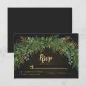 Dark Christmas Greenery Arch Wedding RSVP Card Kaartje (Voorkant / Achterkant)