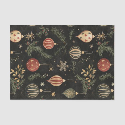  Dark Christmas Ornaments en Foliage Tissuepapier (Voorkant)