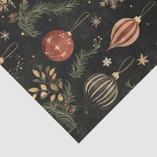  Dark Christmas Ornaments en Foliage Tissuepapier (Detail)