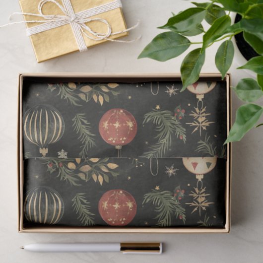 Dark Christmas Ornaments en Foliage Tissuepapier (Geschenk)