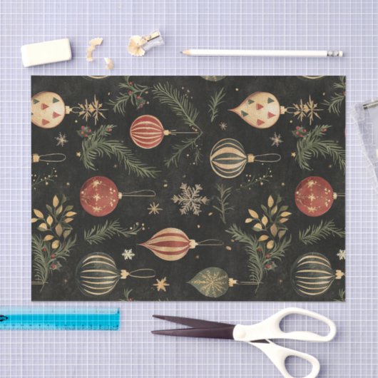  Dark Christmas Ornaments en Foliage Tissuepapier (Craft)