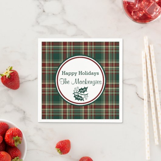 Dark Christmas Plaid Pattern Custom Servet (Insitu)