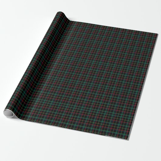 Dark Christmas Plaid Wrapping Paper Cadeaupapier (Uitgerold)
