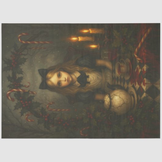 Dark Christmas Tea Party | Gothic Alice Holiday  Tissuepapier (Voorkant)