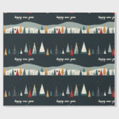 Dark Christmas Tree Pattern Wrapping Paper Cadeaupapier (Vlak)
