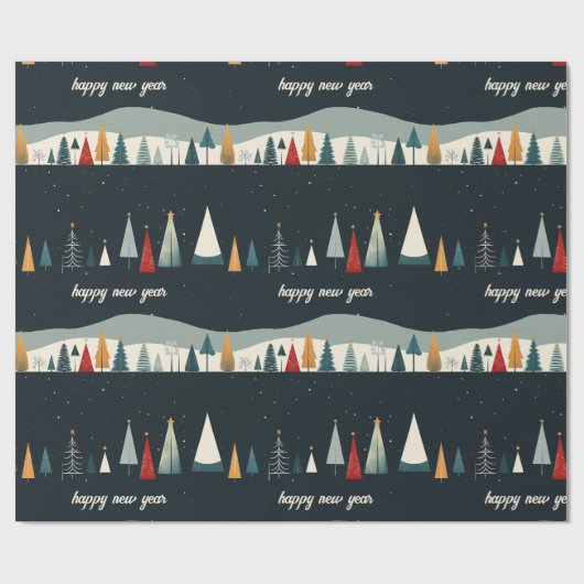 Dark Christmas Tree Pattern Wrapping Paper Cadeaupapier (Vlak)
