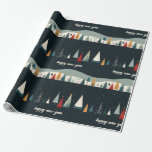 Dark Christmas Tree Pattern Wrapping Paper Cadeaupapier<br><div class="desc">Waarom cadeau je dit kerst-/nieuwjaarsgeschenk niet met een op maat gemaakt inpakpapier? Dit donkere ontwerp biedt kleurrijke boomillustraties met uw eigen aangepaste boodschap!</div>