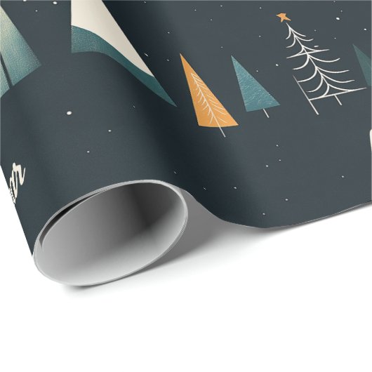 Dark Christmas Tree Pattern Wrapping Paper Cadeaupapier (Rol Hoek)