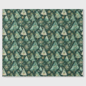 Dark Christmas Trees & Snowflakes Wrapping Paper Cadeaupapier (Vlak)