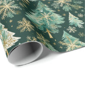Dark Christmas Trees & Snowflakes Wrapping Paper Cadeaupapier (Rol Hoek)