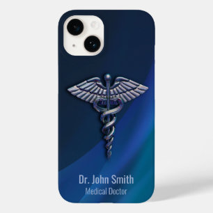 Dark Chrome Holographic 3D Medical Caduceus Case-Mate iPhone 14 Hoesje