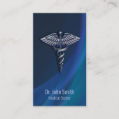 Dark Chrome Holographic 3D Medical Caduceus Visitekaartje (Voorkant)