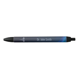 Dark Chrome Holographic 3D Medical Caduceus Zwarte Inkt Pen