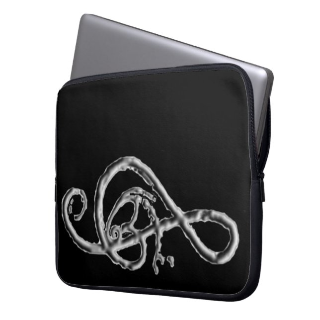 Dark Chrome Treble Laptop Sleeve (Voorkant Links)