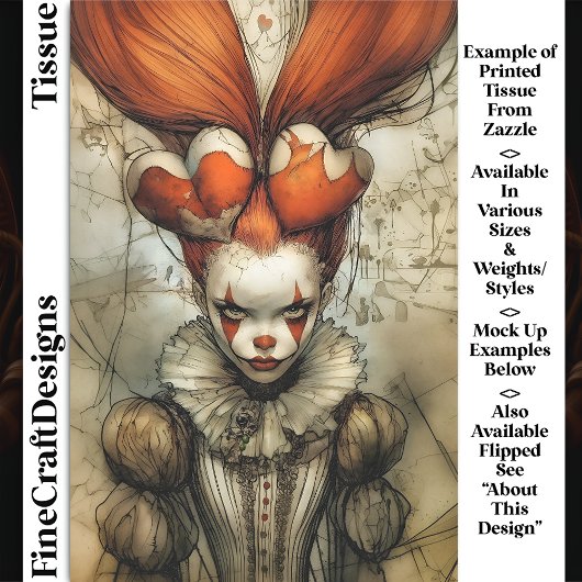 Dark Circus Queen Hearts Harlequin DZ2L Decoupage Tissuepapier