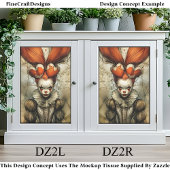 Dark Circus Queen Hearts Harlequin DZ2R Decoupage Tissuepapier
