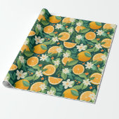 Dark Citrus Grove Floral Gift Cadeaupapier (Uitgerold)
