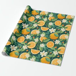 Dark Citrus Grove Floral Gift Cadeaupapier
