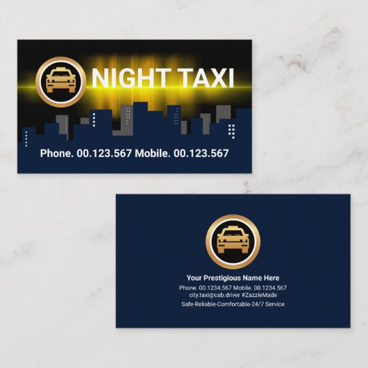 Dark City Silhouette Night Shift Taxi Driver Visitekaartje (Voorkant / Achterkant)
