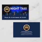 Dark City Silhouette Night Shift Taxi Service Visitekaartje (Voorkant / Achterkant)