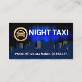 Dark City Silhouette Night Shift Taxi Service Visitekaartje (Voorkant)