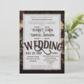 Dark Classic Retro Elegant Luxury Wedding Kaart (Staand voorkant)