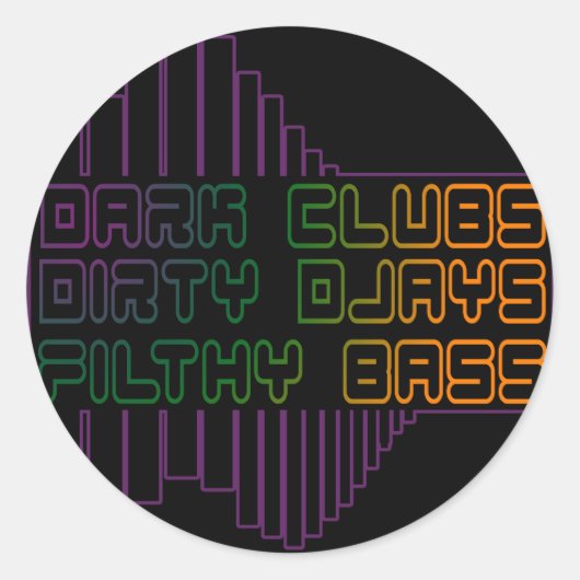 Dark Clubs Dirty Djays Filthy Bass CLUB DJ Ronde Sticker (Voorkant)
