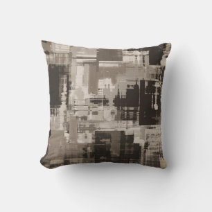 Dark Coffee Brown Abstract Trendy Buitenkussen