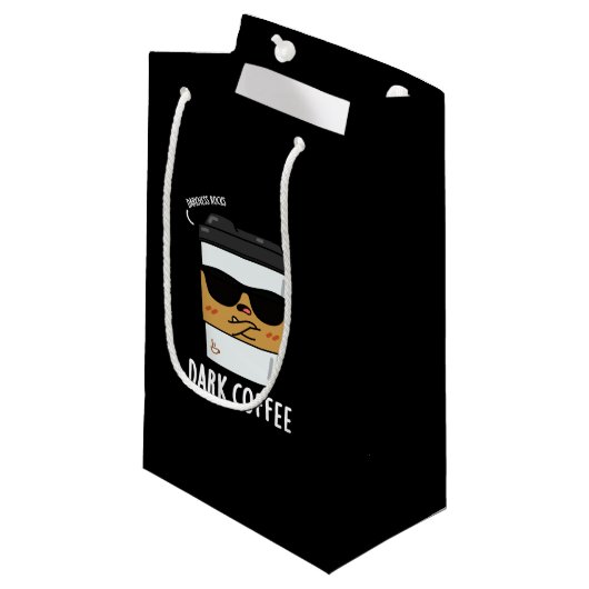 Dark Coffee Funny Food Pun Dark BG Klein Cadeauzakje (Voorkant Gekanteld)