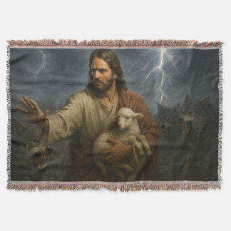 Dark colored Christ and the Lamb artwork Deken